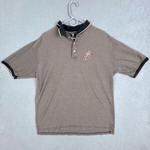 WARNER BROS MENS POLO SHIRT BROWN AND BLACK TWEED LIKE DESIGN SIZE L